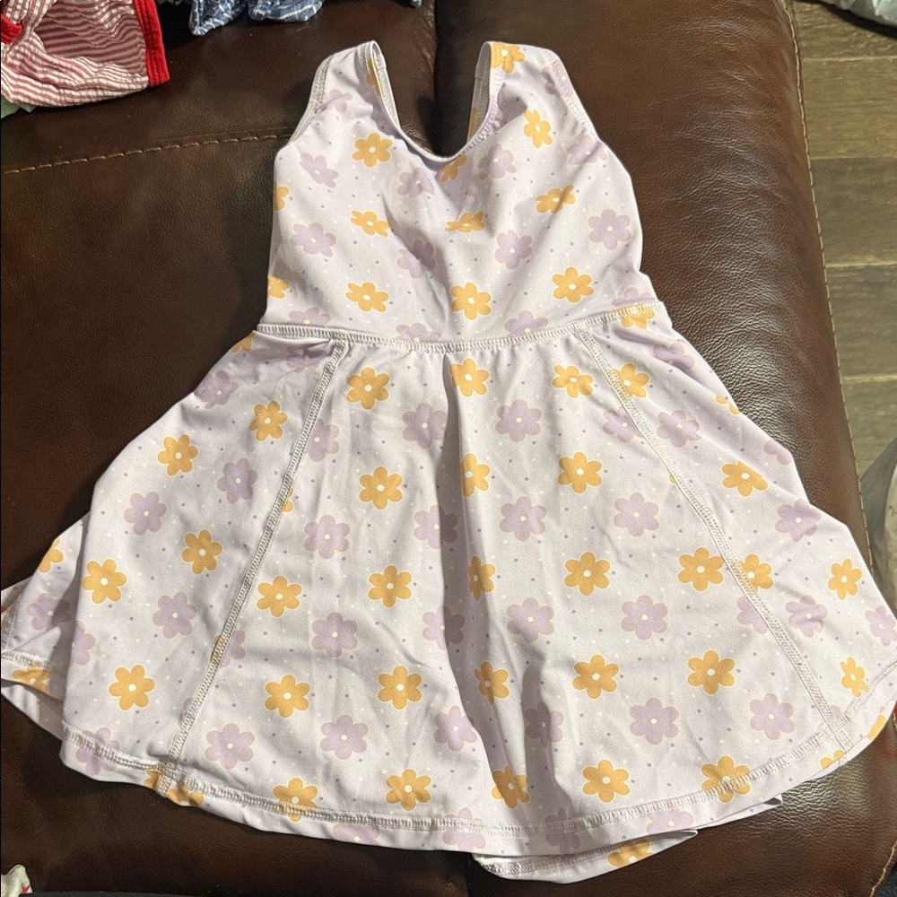 Charming Floral Kids Athletic Dress in Lavender